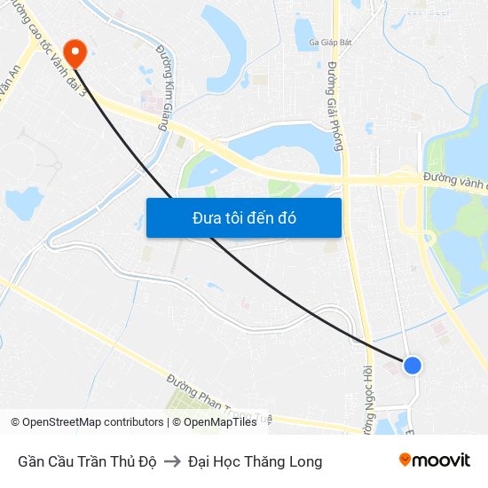 Gần Cầu Trần Thủ Độ to Đại Học Thăng Long map