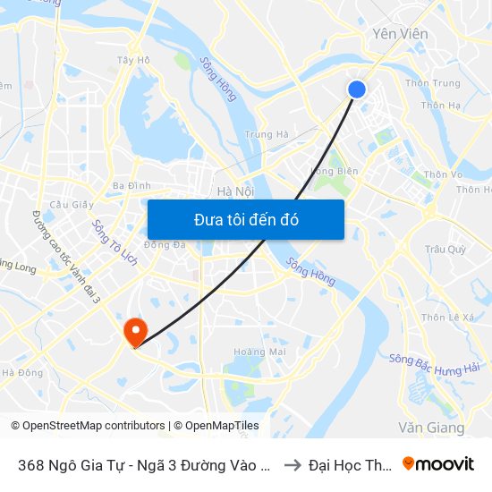 368 Ngô Gia Tự - Ngã 3 Đường Vào Công An Quận Long Biên to Đại Học Thăng Long map