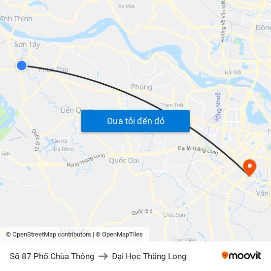 Số 87 Phố Chùa Thông to Đại Học Thăng Long map