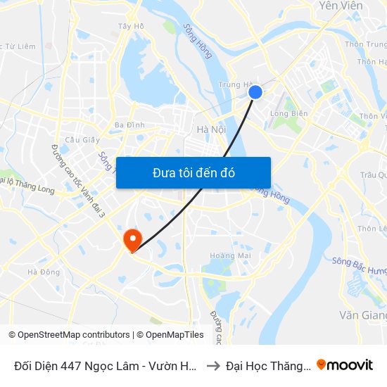 Đối Diện 447 Ngọc Lâm - Vườn Hoa Gia Lâm to Đại Học Thăng Long map