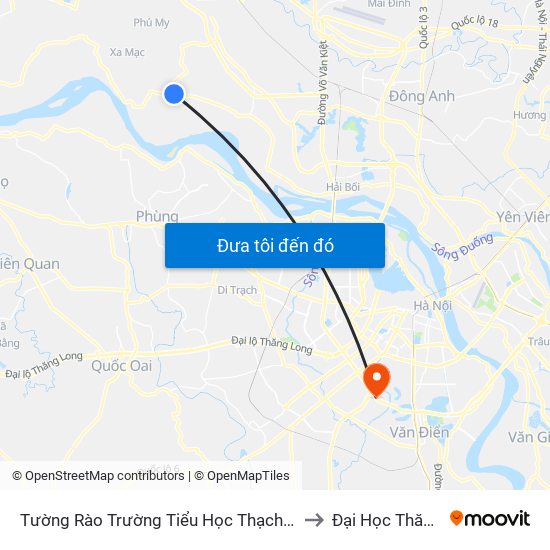 Tường Rào Trường Tiểu Học Thạch Đà B - Thạch Đà to Đại Học Thăng Long map