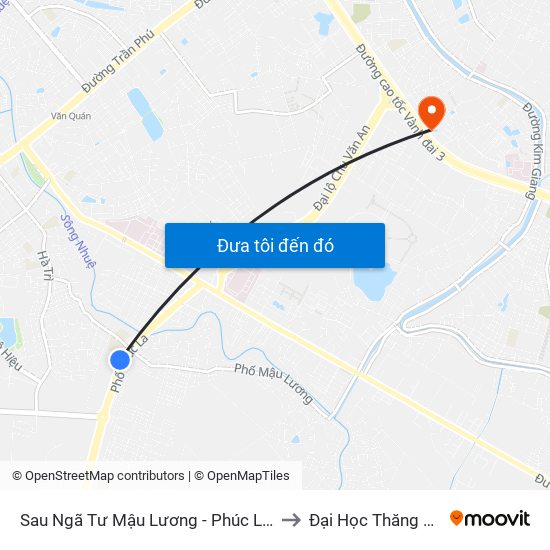 Sau Ngã Tư Mậu Lương - Phúc La 50m to Đại Học Thăng Long map