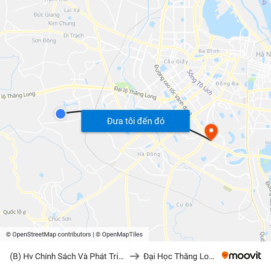 (B) Hv Chính Sách Và Phát Triển to Đại Học Thăng Long map