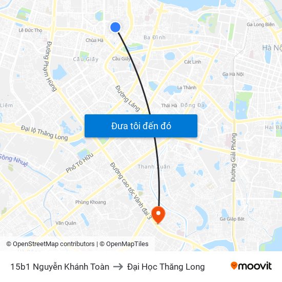 15b1 Nguyễn Khánh Toàn to Đại Học Thăng Long map