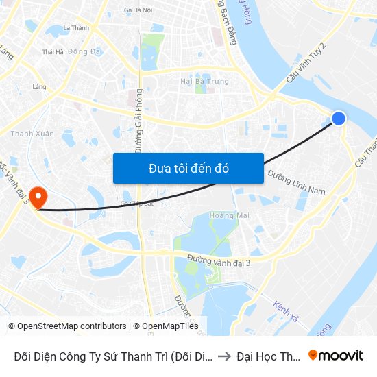 Đối Diện Công Ty Sứ Thanh Trì (Đối Diện 1044 Nguyễn Khoái) to Đại Học Thăng Long map