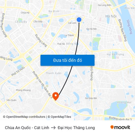 Chùa An Quốc - Cát Linh to Đại Học Thăng Long map