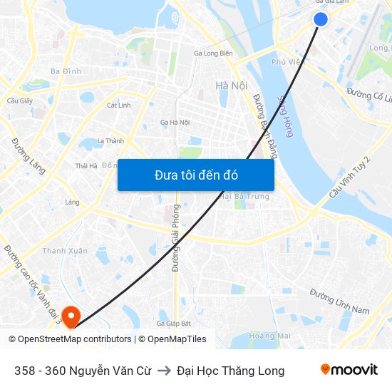 358 - 360 Nguyễn Văn Cừ to Đại Học Thăng Long map