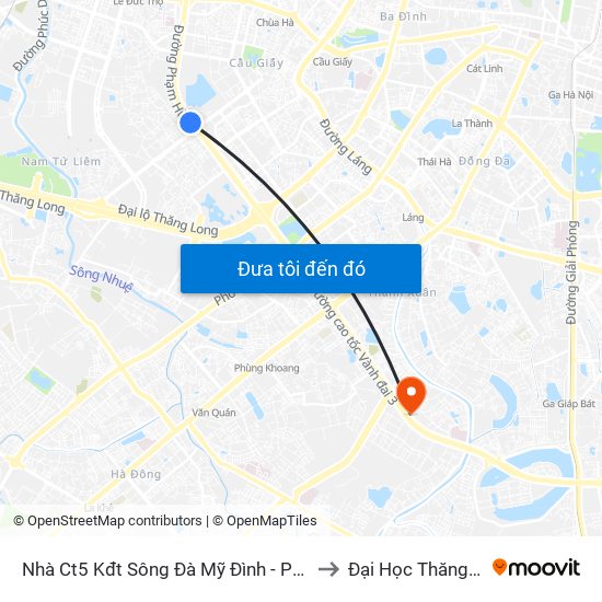 Nhà Ct5 Kđt Sông Đà Mỹ Đình - Phạm Hùng to Đại Học Thăng Long map