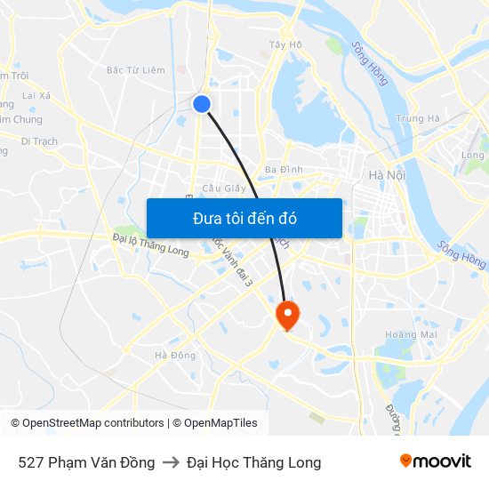 527 Phạm Văn Đồng to Đại Học Thăng Long map