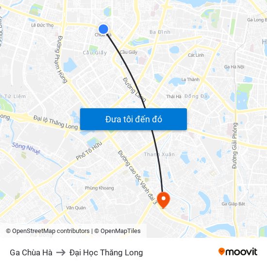 Ga Chùa Hà to Đại Học Thăng Long map