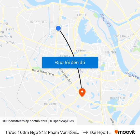 Trước 100m Ngõ 218 Phạm Văn Đồng (Đối Diện Công Viên Hòa Bình) to Đại Học Thăng Long map