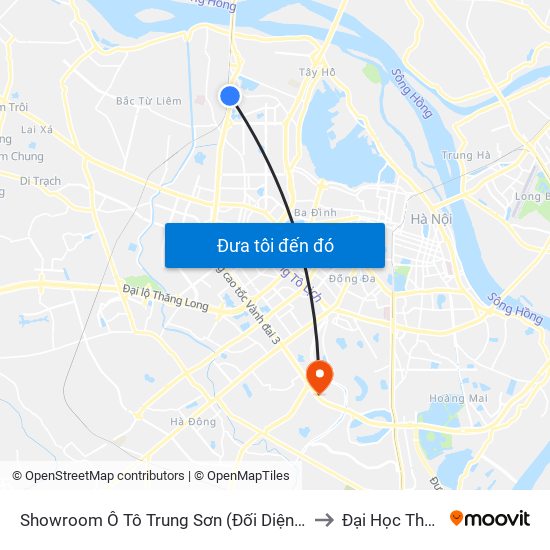 Showroom Ô Tô Trung Sơn (Đối Diện 315 Phạm Văn Đồng) to Đại Học Thăng Long map