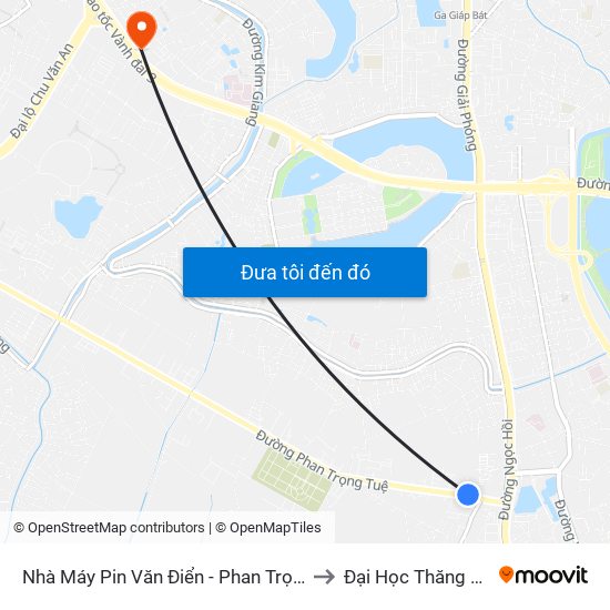 Nhà Máy Pin Văn Điển - Phan Trọng Tuệ to Đại Học Thăng Long map