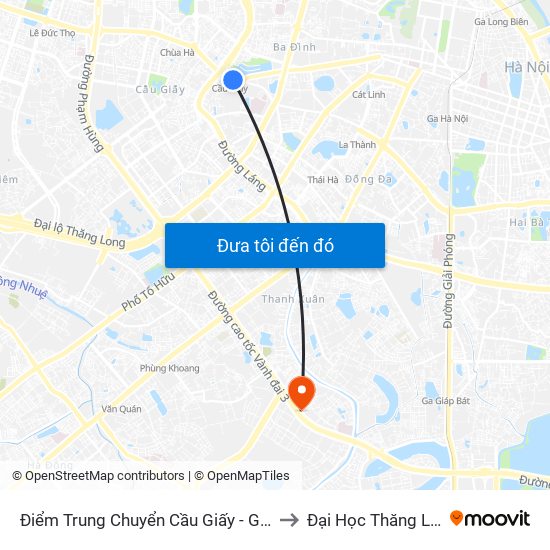 Điểm Trung Chuyển Cầu Giấy - Gtvt 02 to Đại Học Thăng Long map