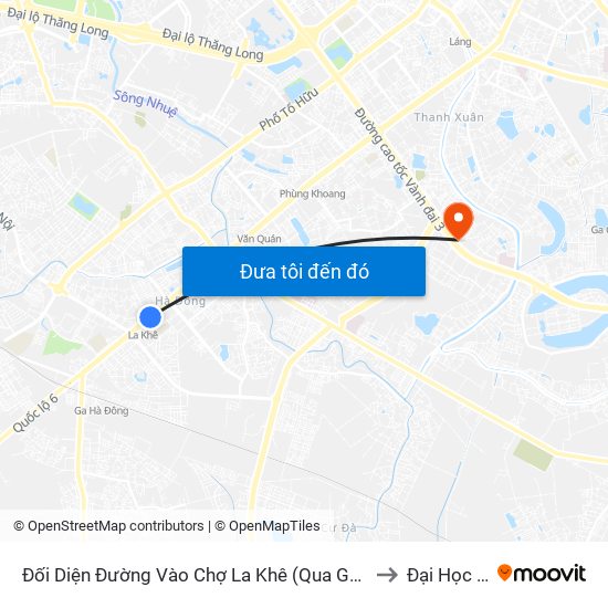 Đối Diện Đường Vào Chợ La Khê (Qua Ga Metro La Khê) - 405 Quang Trung (Hà Đông) to Đại Học Thăng Long map