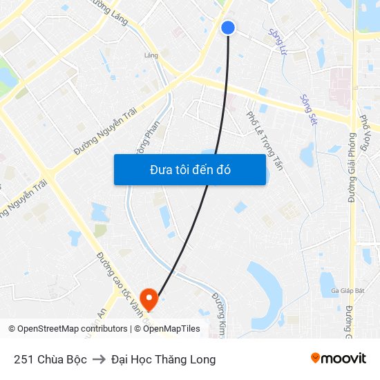 251 Chùa Bộc to Đại Học Thăng Long map