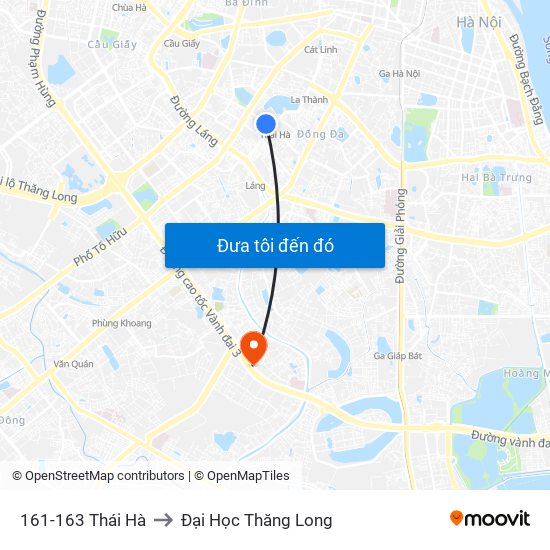 161-163 Thái Hà to Đại Học Thăng Long map
