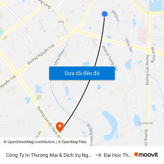 Công Ty In Thương Mại & Dịch Vụ Ngân Hàng - Số 10 Chùa Bộc to Đại Học Thăng Long map