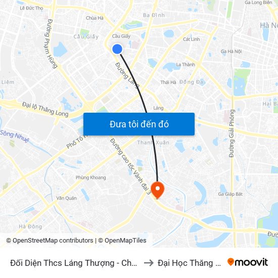 Đối Diện Thcs Láng Thượng - Chùa Láng to Đại Học Thăng Long map