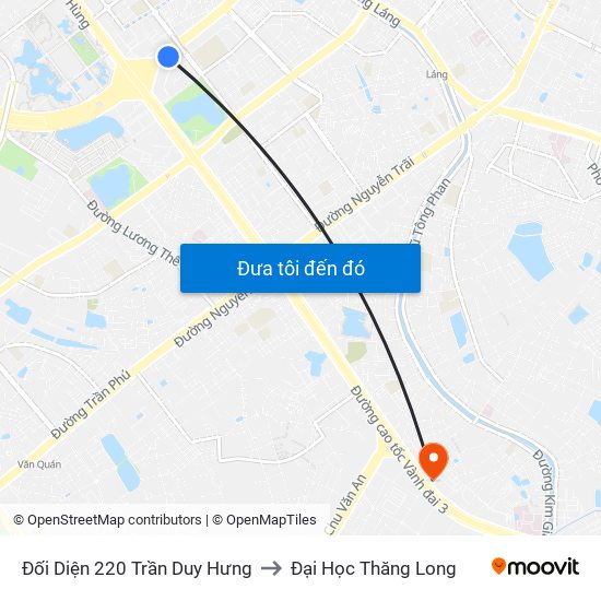 Đối Diện 220 Trần Duy Hưng to Đại Học Thăng Long map