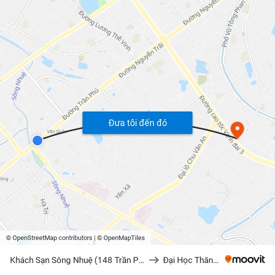 Khách Sạn Sông Nhuệ (148 Trần Phú- Hà Đông) to Đại Học Thăng Long map