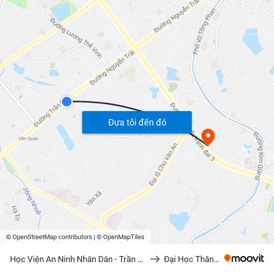 Học Viện An Ninh Nhân Dân - Trần Phú (Hà Đông ) to Đại Học Thăng Long map