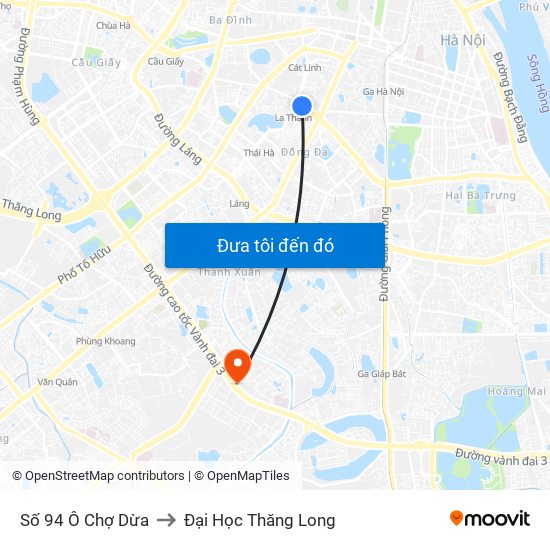 Số 94 Ô Chợ Dừa to Đại Học Thăng Long map