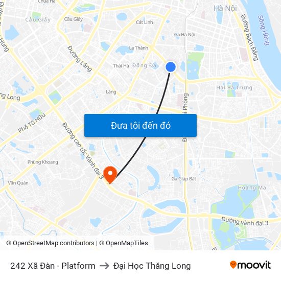 242 Xã Đàn - Platform to Đại Học Thăng Long map