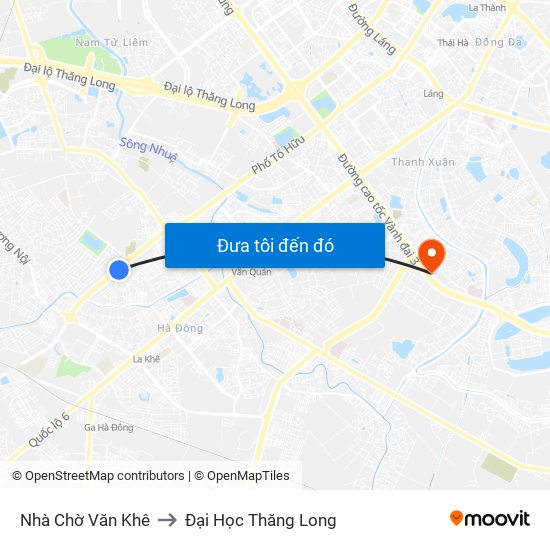 Nhà Chờ Văn Khê to Đại Học Thăng Long map