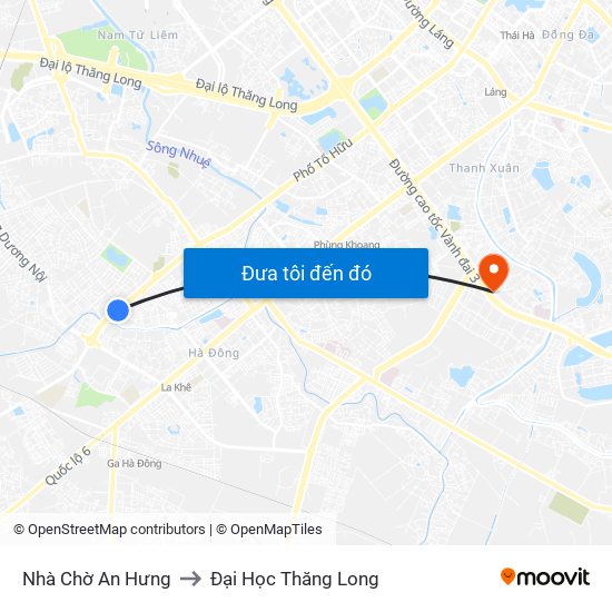 Nhà Chờ An Hưng to Đại Học Thăng Long map