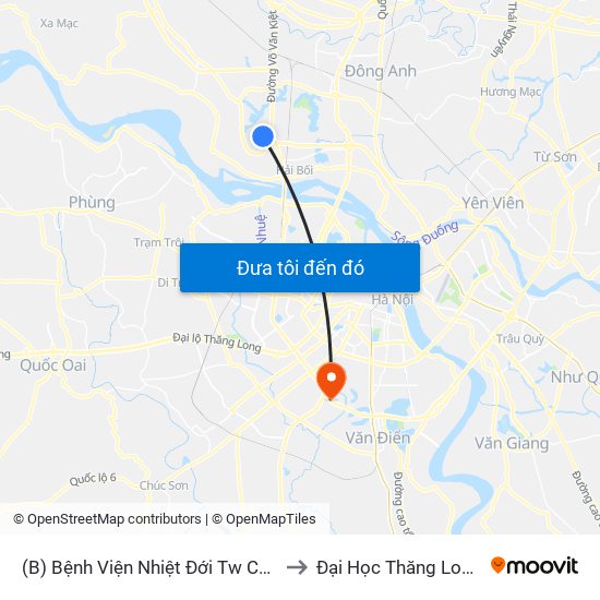 (B) Bệnh Viện Nhiệt Đới Tw Cs2 to Đại Học Thăng Long map