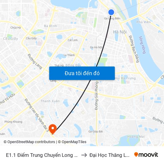 E1.1 Điểm Trung Chuyển Long Biên to Đại Học Thăng Long map