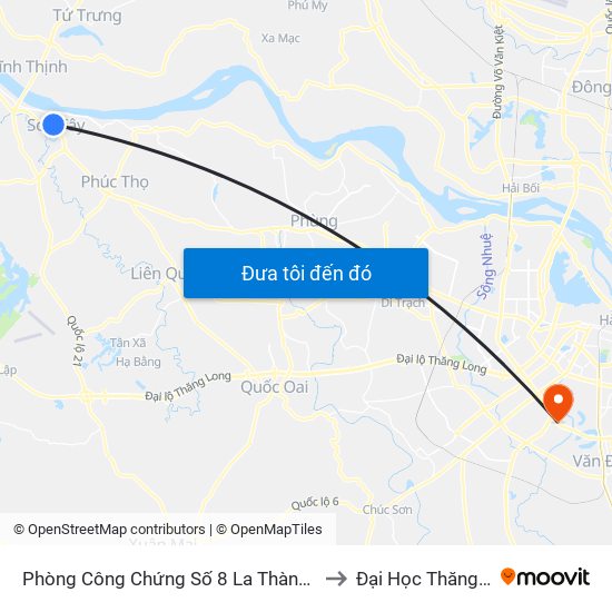 Phòng Công Chứng Số 8 La Thành - Sơn Tây to Đại Học Thăng Long map