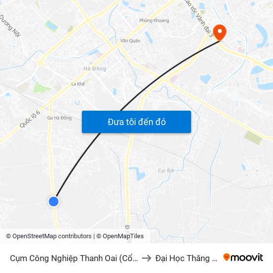 Cụm Công Nghiệp Thanh Oai (Cổng Phụ) to Đại Học Thăng Long map