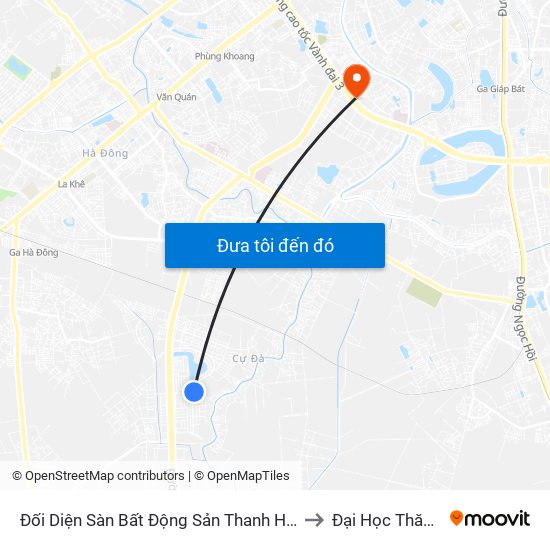 Đối Diện Sàn Bất Động Sản Thanh Hà Mường Thanh to Đại Học Thăng Long map