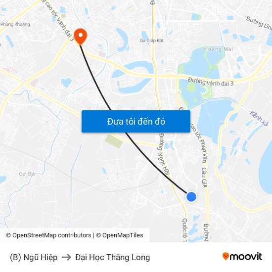 (B) Ngũ Hiệp to Đại Học Thăng Long map