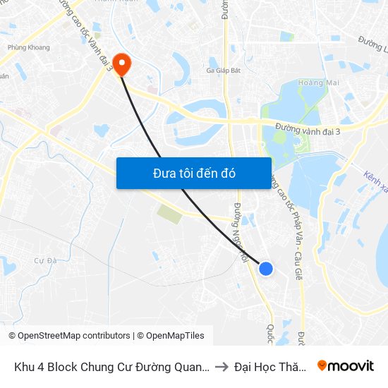 Khu 4 Block Chung Cư Đường Quang Lai (Chiều Về) to Đại Học Thăng Long map