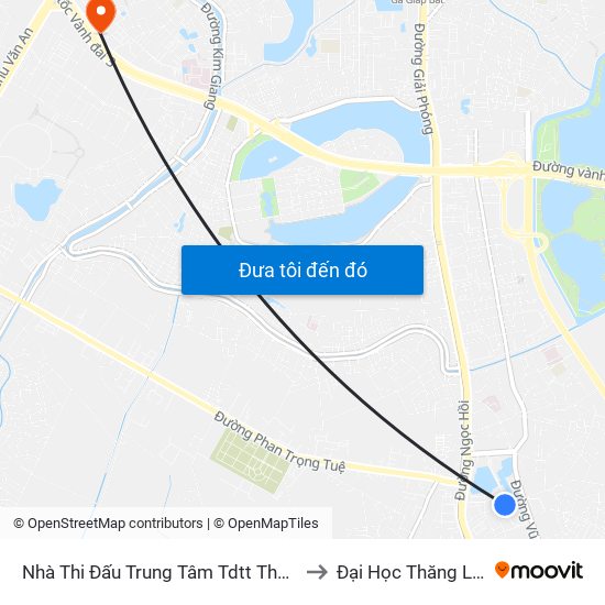 Nhà Thi Đấu Trung Tâm Tdtt Thanh Trì to Đại Học Thăng Long map