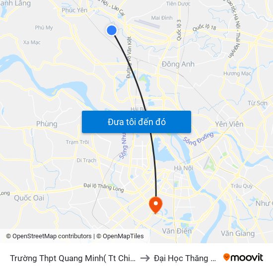 Trường Thpt Quang Minh( Tt Chi Đông) to Đại Học Thăng Long map