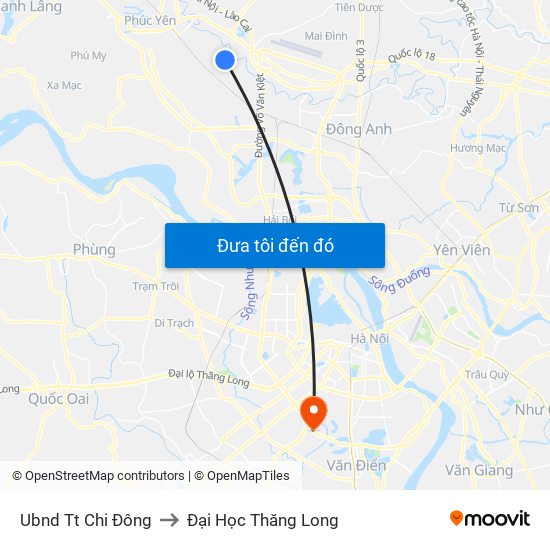 Ubnd Tt Chi Đông to Đại Học Thăng Long map