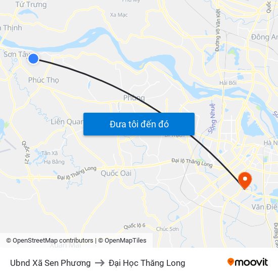 Ubnd Xã Sen Phương to Đại Học Thăng Long map