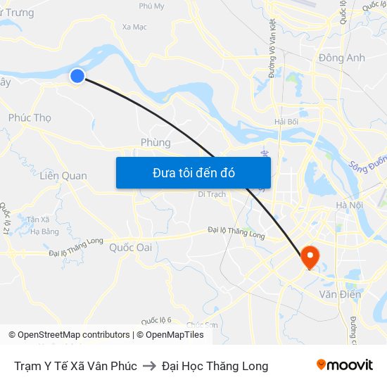 Trạm Y Tế Xã Vân Phúc to Đại Học Thăng Long map