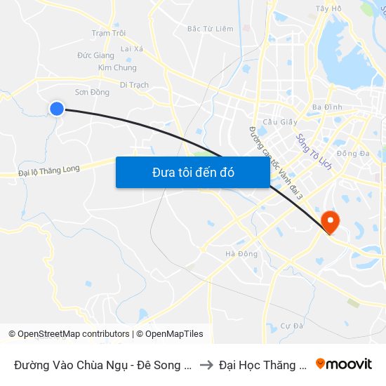 Đường Vào Chùa Ngụ - Đê Song Phương to Đại Học Thăng Long map