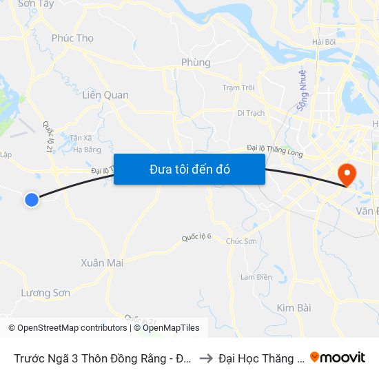 Trước Ngã 3 Thôn Đồng Rằng - Đông Xuân to Đại Học Thăng Long map