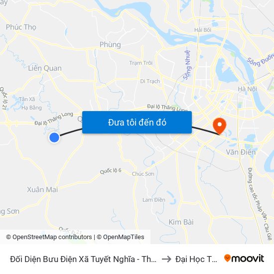 Đối Diện Bưu Điện Xã Tuyết Nghĩa - Thôn Đồng Sơn - Xã Tuyết Nghĩa to Đại Học Thăng Long map