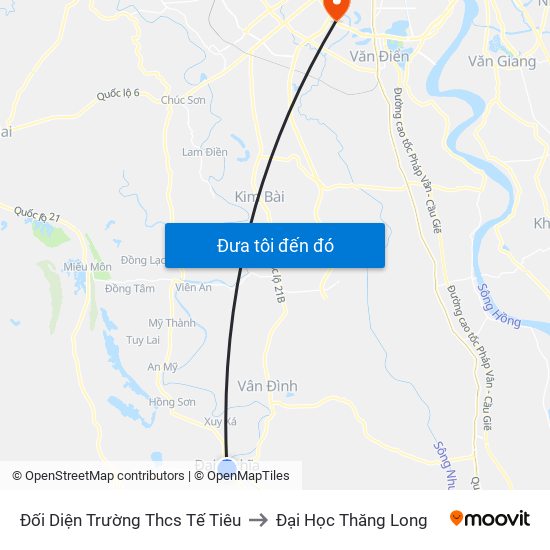 Đối Diện Trường Thcs Tế Tiêu to Đại Học Thăng Long map