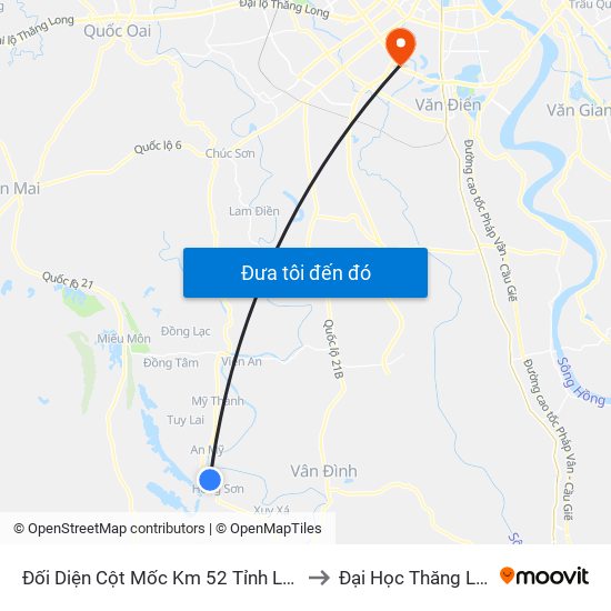 Đối Diện Cột Mốc Km 52 Tỉnh Lộ 419 to Đại Học Thăng Long map