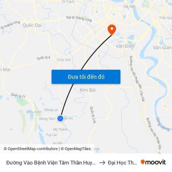 Đường Vào Bệnh Viện Tâm Thần Huyện Mỹ Đức Khoảng 50m to Đại Học Thăng Long map