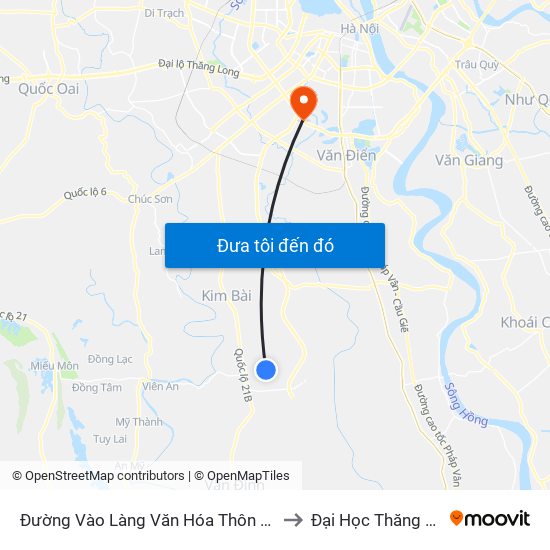 Đường Vào Làng Văn Hóa Thôn Tiên Lữ to Đại Học Thăng Long map