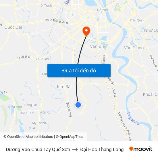 Đường Vào Chùa Tây Quế Sơn to Đại Học Thăng Long map